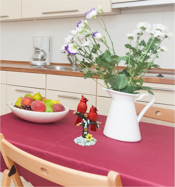 BANBERRY DESIGNS Red Cardinal Bird Figurines on Snowy Branches, Winter Berry Christmas Decor, Holiday Cardinal Statues, Rustic Seasonal Tabletop