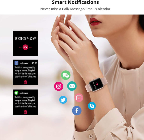 Fitpolo Smart Watch for Women,1.8Ã¢ÂÂ Touchscreen, Bluetooth Call, Alexa Built-In,24/7 Heart Rate Spo2 Monitor,Step Counting,Sleep Tracking, IP68