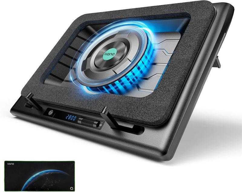 Llano Gaming Laptop Cooler, Laptop Cooling Pad Stand with 5.5Inch External Cooling Fan, Fast Cooling Computer Laptop 15.6-21In, Adjustable Speed,