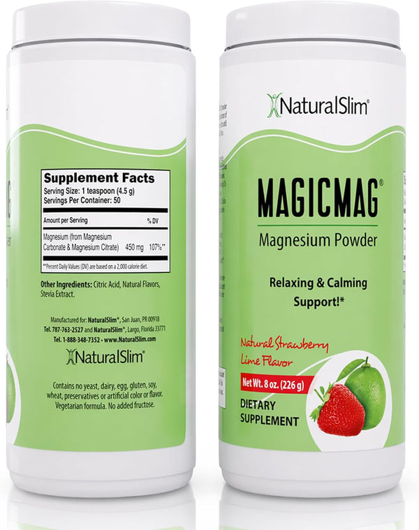 NaturalSlim MagicMag Magnesium Citrate Powder for Stress, Constipation, Muscle & Heart Health, Better Rest & Digestive Support, Magnesium