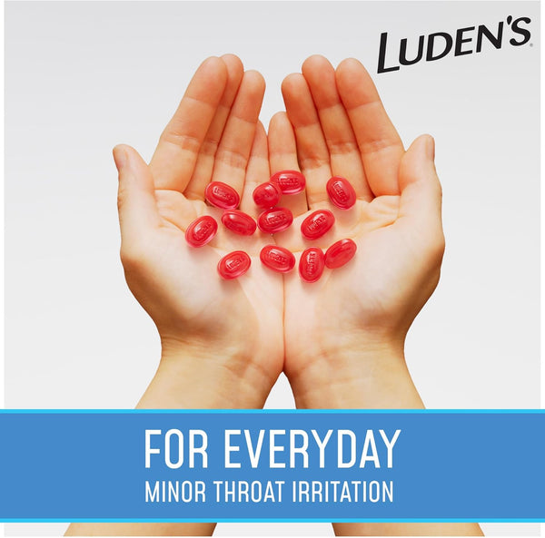 Luden's Sore Throat Relief Lozenges for Minor Everyday Irritation & Dry Mouth, Sugar Free Wild Cherry Flavored Drops, 75 Count Sugar Free Wild