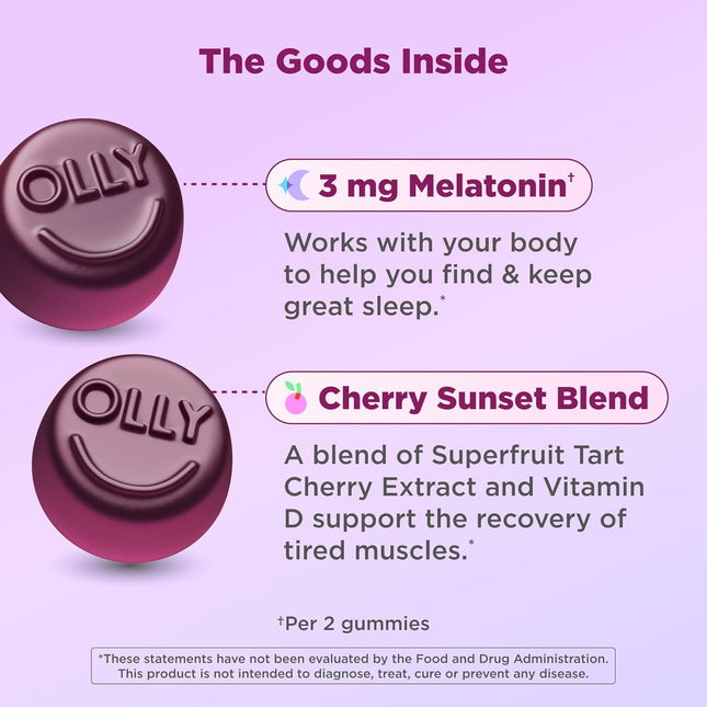OLLY Muscle Recovery Sleep Gummies, Sleep and Sore Muscle Support, 3Mg Melatonin