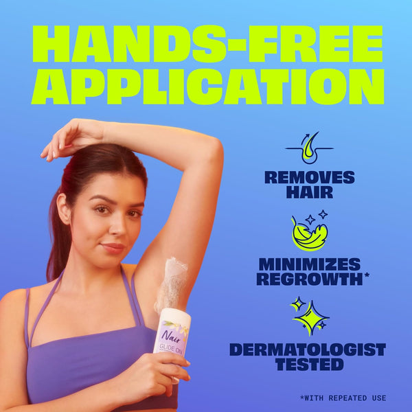 Nair Glide On Hair Removal Cream, Arm, Leg, and Bikini Hair Remover, Depilatory Cream, 3.3 Oz Stick 3.3 Ounce (Pack of 1)