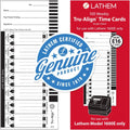Lathem Trualign E16 Time Cards for 1600E, Weekly, 1-Sided, 4" X 9", White, Box of 100, (E16-100)