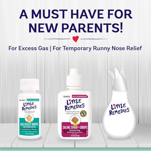 Little Remedies New Baby Essentials Kit with Saline Nasal Spray, Diaper Rash Cream, Gas Relief Drops, Gripe Water & More, Safe for Newborns 6