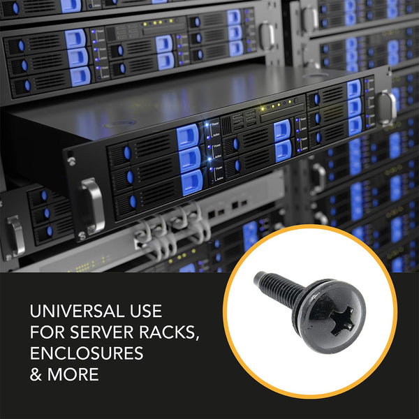 10-32 Rack Screws 50-Pack - Versatile Server Rack Accessories for Network Cabinets, Audio Mounts, Studs and Recording Studio Includes Nylon