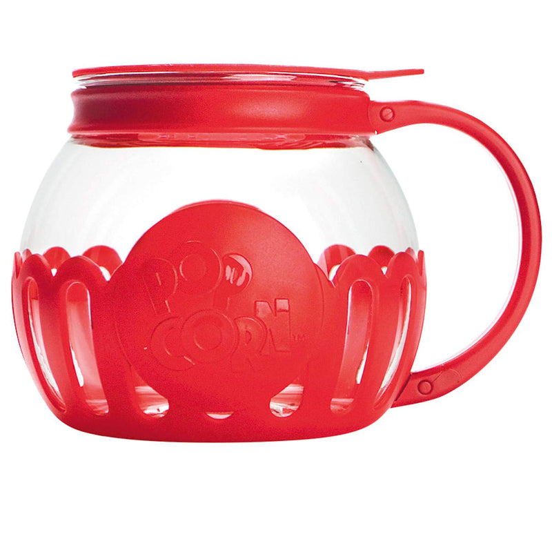 Ecolution Patented Micro-Pop Microwave Popcorn Popper with Temperature Safe Glass, 3-in-1 Lid Measures Kernels and Melts Butter, Made Without BPA,