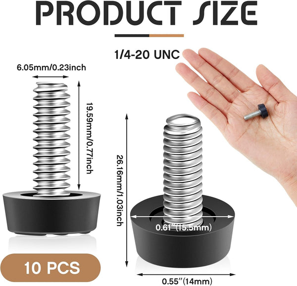 Hotop 1/4-20 UNC Thread Adjustable Furniture Levelers Screw in Galvanized Steel Glide Furniture Leveling Feet Screw on Floor Leveler for