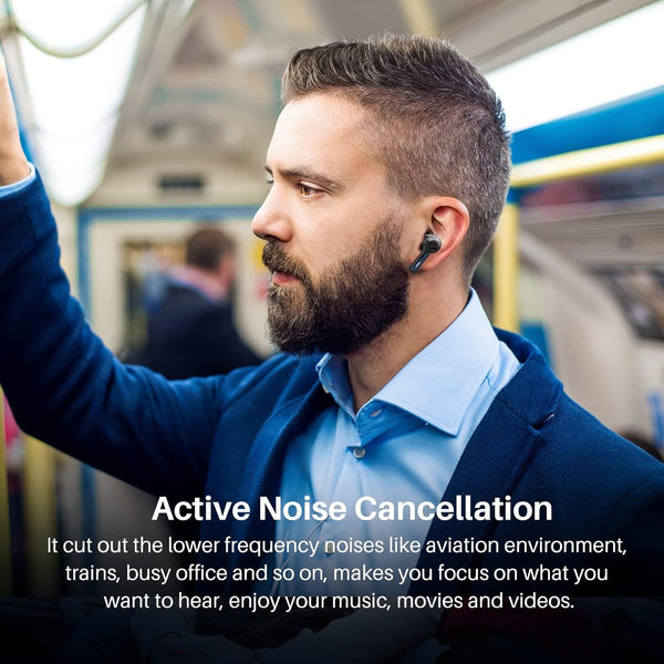 TOZO NC2 Hybrid Active Noise Cancelling Wireless Earbuds, In-Ear Detection Headphones, IPX6 Waterproof Bluetooth 5.3 Stereo Earphones, Immersive