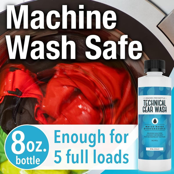 [5 Loads] Technical Gear Wash Performance Detergent for Renewed Clothing Appearance - Concentrated & Safe Jacket Detergent to Maintain DWR Gear -