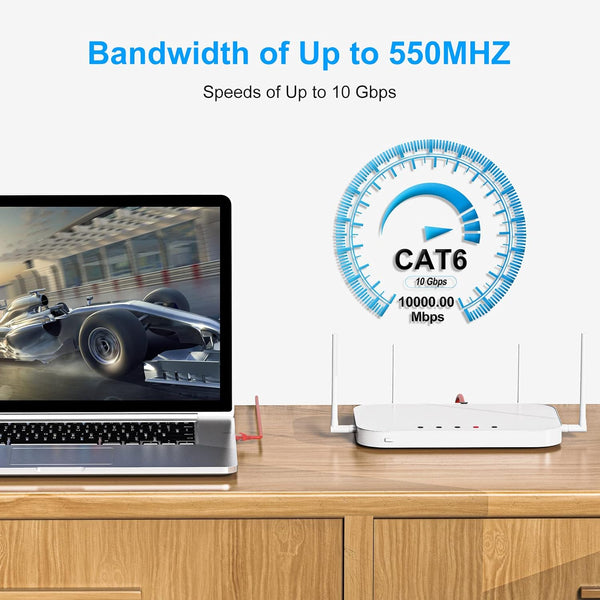 Cat6 Patch Cables 0.5 Foot (6 Pack), Cat 6 Ethernet Cable, 24AWG CCA Cord, UTP Network, Internet Cable, Compatible for PC, Routers, Switches,