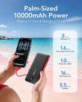 VEEKTOMX Portable Charger with Built in Cables 10000Mah, Power Bank for Iphone with AC Wall Plug, Fast Charging USB C Slim Battery Pack with LED