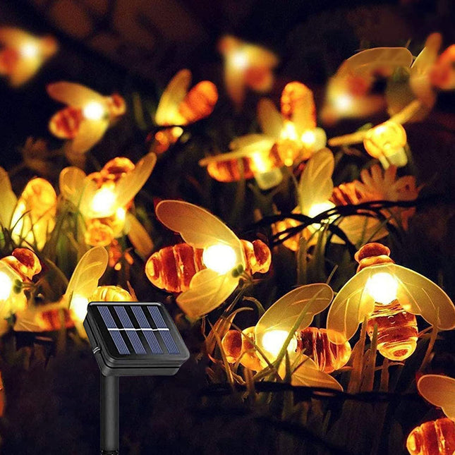 Solar Bee Light String, 14.7Ft 2 Modes Copper Wire Outdoor Bee Light String, 30 Leds for Indoor and Outdoor Yard Decorat