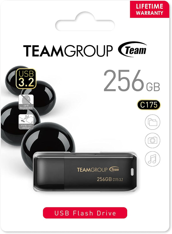 TEAMGROUP C175 256GB 2 Pack USB 3.2 Gen 1 (USB 3.1/3.0) Read 100Mb/S Flash Thumb Drive, External Data Storage Memory Stick Compatible with