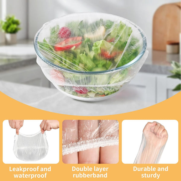 200 Bowl Covers Shower Caps for Sourdough Bread Proofing Large Elastic Reusable Plastic Wrap for Food Storage Baking Rising Meal-Prep Fermentation