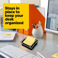 Post-It Pop-Up Notes Dispenser, Organizes Desk & Keeps Notes Nearby, Black Base, Clear Top, Includes 50 Sheets of 3 in X 3 in Canary Yellow Sheets