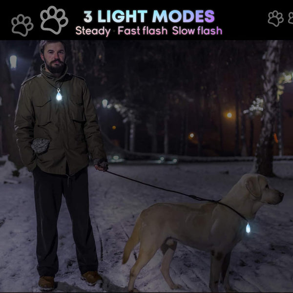 2-Pack Rechargeable Dog Light, Dog Collar Light,Waterproof ,3 Modes LED Dog Safety Lights,Multiple Color Options,Clip On Collar, Leash or