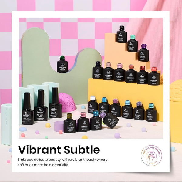 Beetles Fall Gel Polish Set, 20 Colors Vibrant Subtle Collection | Red Green White Black Nude Trendy Colors Gel with Base Top Coat UV LED Lamp
