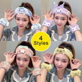 Kawaii Spa Headband and Wristband Set for Face Washing, Cute Soft Skincare Headbands for Women Girls, Fluffy Makeup Headband for Washing Face,