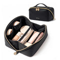 Prite Makeup Bag Travel Toiletry Bag Open Flat Cosmetic Organizer for Women Black Medium