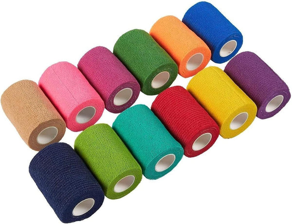 Juvale Cohesive Self-Adherent Bandage Wrap - Elastic Support for Sprains & Sports Tape - Vet Wrap for Horses & Dogs - Hand-Tearable Design & Grip