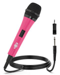 Singing Machine Wired Microphone for Karaoke, (Pink) - Unidirectional Dynamic Vocal Microphone - Plug-In Microphone for Karaoke Machine, AMP, &