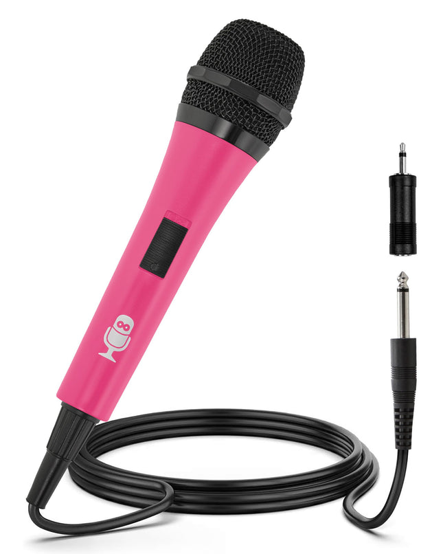 Singing Machine Wired Microphone for Karaoke, (Pink) - Unidirectional Dynamic Vocal Microphone - Plug-In Microphone for 