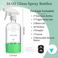 GIVAMEIHF 2 Pack Glass Spray Bottles with Silicone Sleeve,16oz Clear Glass Spray Bottles Refillable Empty Bottle with Adjustable Nozzle,Spray