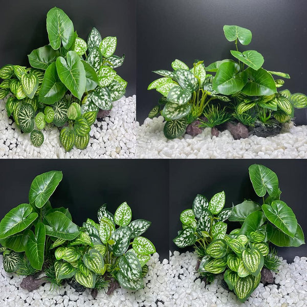 Smoothedo-Pets Fish Tank Decorations Aquarium Decoration Ornaments Accessories Betta Fish Hides Cave Rest Soft Leaf (Mix-Leaf-Set-C)