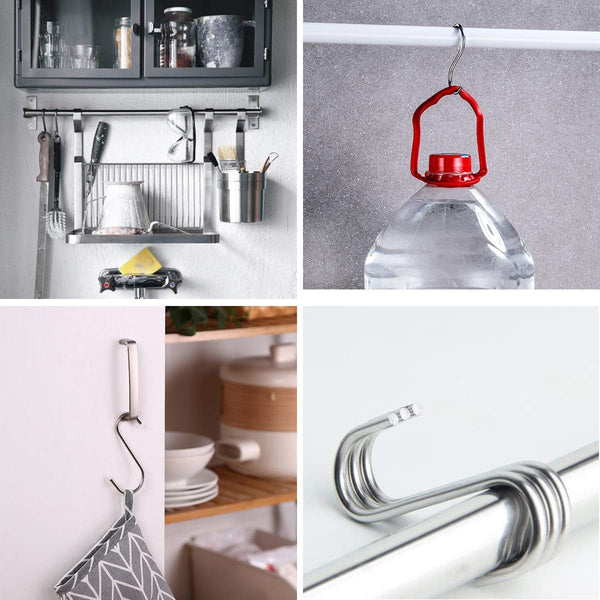 40 Pack S Hooks - Stainless Steel Heavy Duty S Hooks for Hanging pots, Pans, Plants, Coffee Mugs, Towels in Kitchen and Bathroom, Coat, Bag, Work