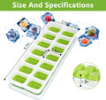 Ice Cube Tray, 4 Pack Silicone Ice Tray, 14 Ice Cube Molds with Lids, Stackable Ice Cube Molds for Chilling Drinks, Whiskeys, Cocktails (2Blue +
