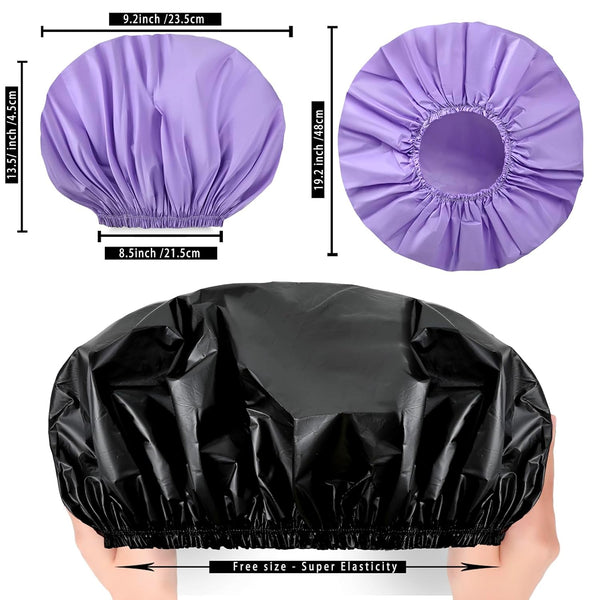 Jumbo Size Shower Cap 2 PCS Waterproof Shower Caps for Women, Extra Large Shower Cap, Reusable Super Large Bath Caps Hair Cap for Long Thick Curly