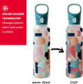 Pyrex 17.5-Oz Color Changing Glass Water Bottle with Silicone Coating, Leakproof and Textured Glass Reusable Water Bottle, Eco-Friendly, BPA-Free