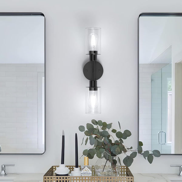 Espird Bathroom Light Fixtures 2 Light Black, Bathroom Vanity Lights Over Mirror, Bathroom Sconces Wall Lighting，Farmhouse Matte Black Bathroom