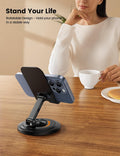 Lamicall Cell Phone Stand for Desk - [360° Rotation] Sturdy Adjustable Desktop Phone Holder, Foldable Mobile Stand, Office Desk Accessories Gifts