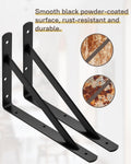 HOME MASTER HARDWARE 12 Inch X 8 Inch Heavy Duty Shelf Brackets, Load Capacity: 600Lb, Black Metal 90 Degree Supports for Shelves 10-Pack, Wall