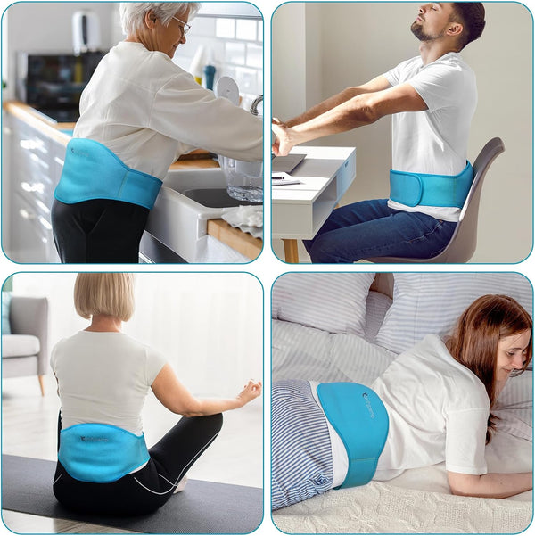 Comfytemp Back Ice Pack for Lower Back Pain Relief Product, Reusable Gel Lumbar Wrap for Sciatica Injury, Hot Cold Compress Brace for Herniated