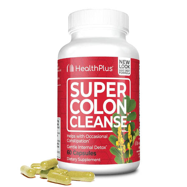 Health plus Super Colon Cleanse 15 Day Supply of Gentle Gut Cleanse Detox, Psyllium Husk, Probiotics for Constipation Relief & Digestive Support,