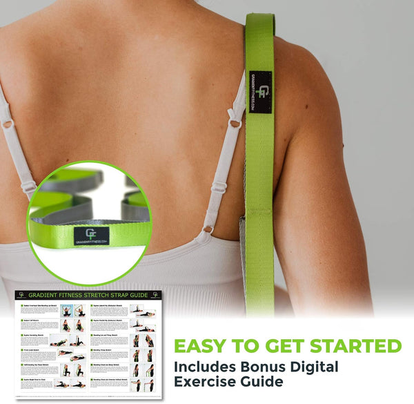 Gradient Fitness Stretching Strap for Physical Therapy, 12 Multi-Loop Stretch Strap 1" W x 8' L, Neoprene Handles, Physical Therapy Equipment,