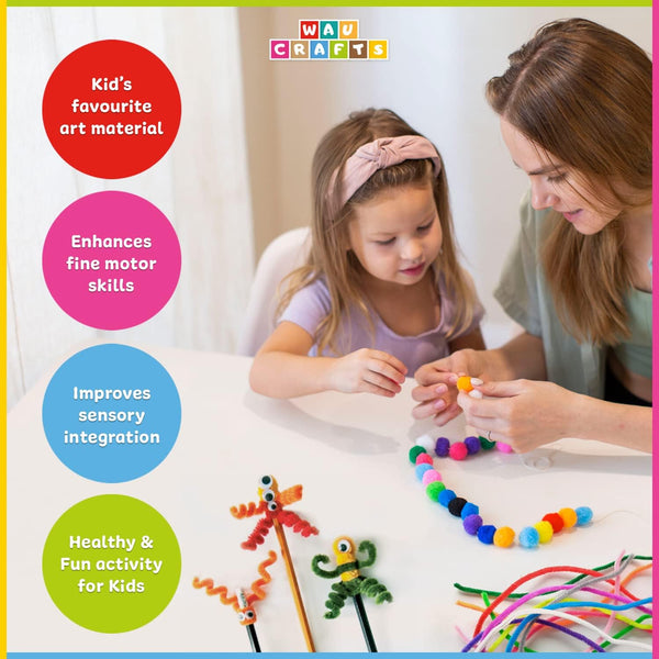 WAU CRAFTS Arts and Crafts Supplies for Kids - 1750 pcs Crafting for School Kindergarten Homeschool - Supplies Set for Craft Art - Supply Kit for