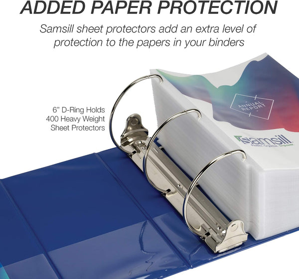 Samsill Durable 6 inch 3 Ring Binder, Locking D Ring 100% Recycled Chipboard, Blue, 2 Pack 2 Pack 6 Inch Blue