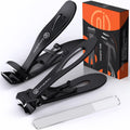 Toenail Clippers for Thick Nails for Seniors| INXEN 3-Pack Ergonomic Heavy Duty Angled Head Nail Clippers with Catcher | Premium Steel Wide