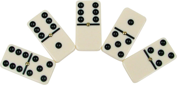Double Six Dominos - 28-Piece Ivory Dominos Set for Adults and Kids - Classic Number Table Games Game for Family with Wooden Storage Case by Hey