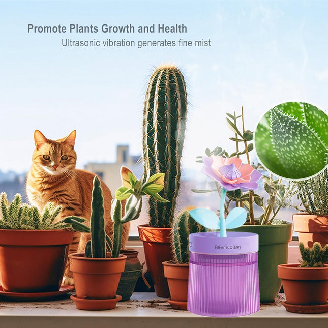 Desk Mini Humidifier,Personal Small Humidifier Diffuser 260Ml Portable,Cute,Flower,Quiet,Cool Mist, Auto Off,Colorful Li