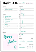 Daily Planner Notepad - A5 Calendar, Scheduler, Organizer with Priority, to Do List, Appointments, Notes, Meals and Water Intake Tracker, 50