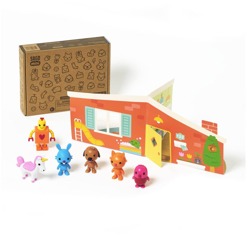 Sago Mini, Figurine Pack with 6 Toy Figures and Folding Playhouse, Kids Toys for Boys & Girls Ages 3 and Up