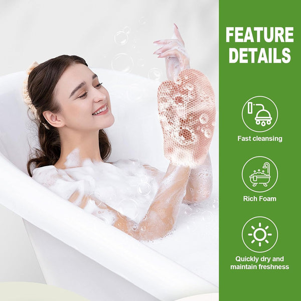 Honeycomb Exfoliating Bath Gloves - Microfiber for Enhanced Blood Circulation & Soft, Smooth Skin - Exfoliating Shower Mitt Sponges for All Skin