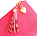 Valentoria Womens Wallet Cute Elegant Long Slim Card Holder Case Minimalist Coin Purse Thin Tassels Zip Clutch Wallets for Girls Ladies L Barbie Pink