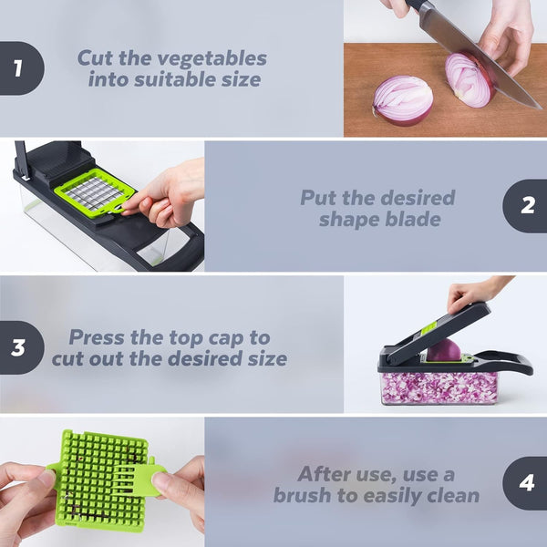 Vegetable Chopper, Pro Onion Chopper, 14 in 1Multifunctional Food Chopper, Kitchen Vegetable Slicer Dicer Cutter,Veggie Chopper With 8