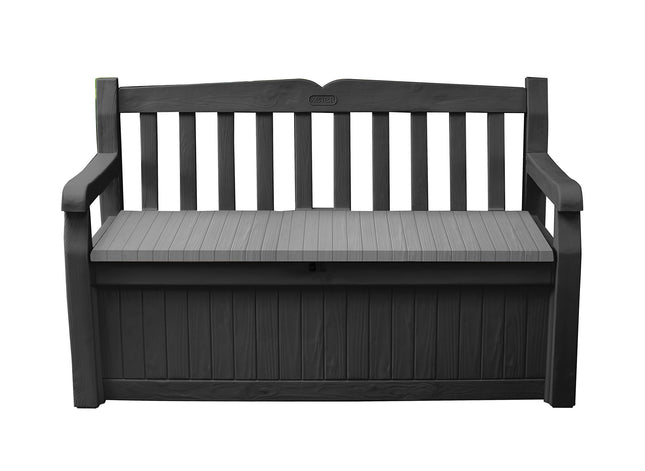 Keter Solana 70 Gallon Storage Bench Deck Box for Patio Storage, Front Porch Dec